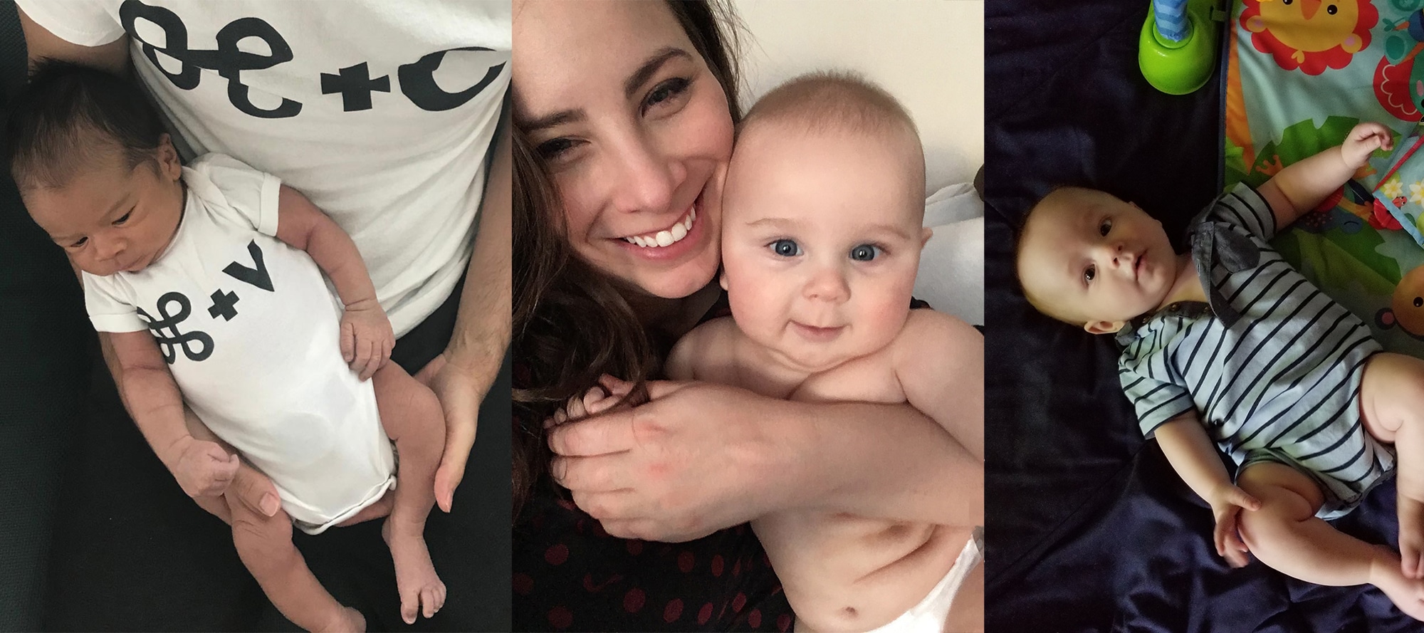 three-image collage of team members' babies
