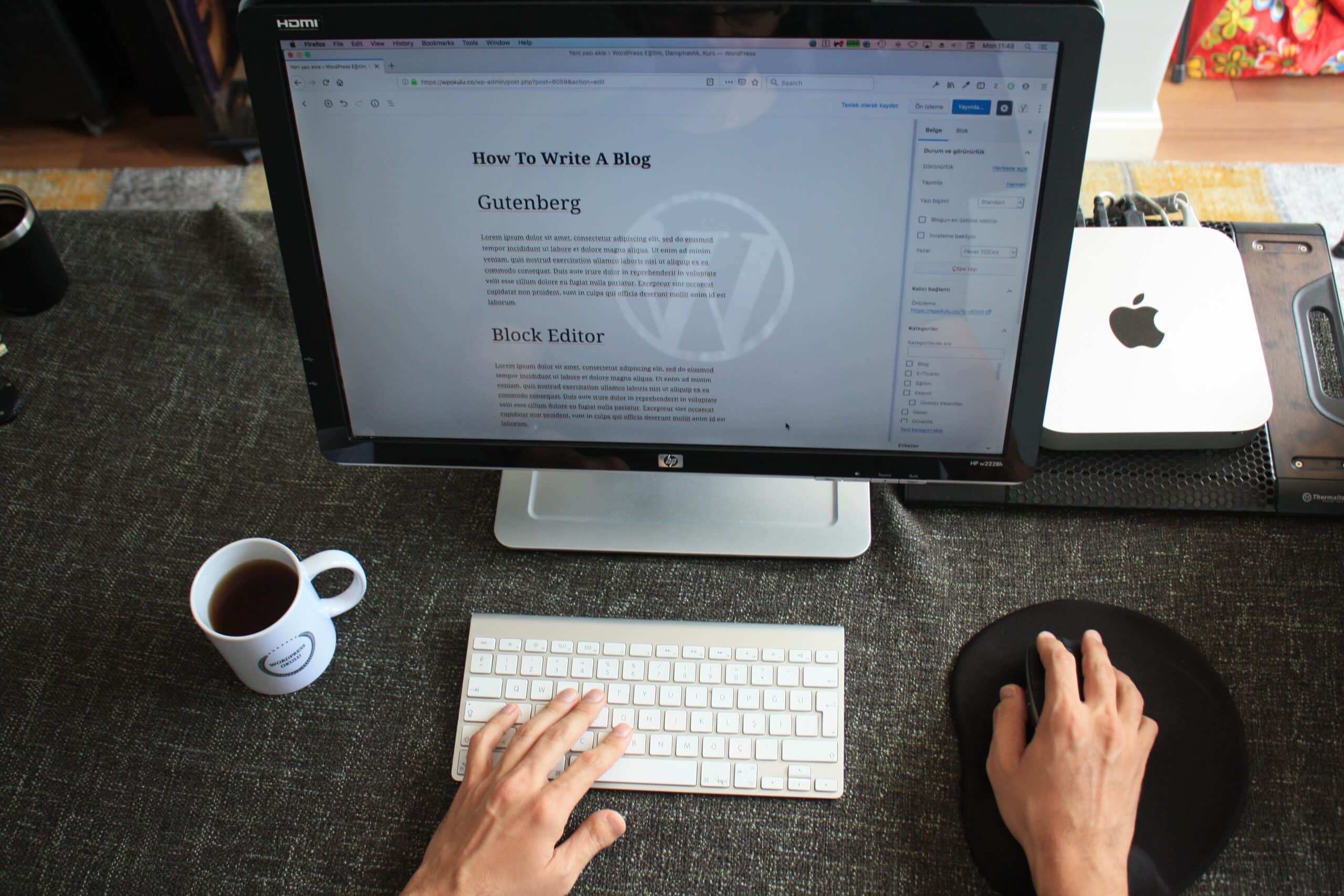 HP Desktop with blog editor open