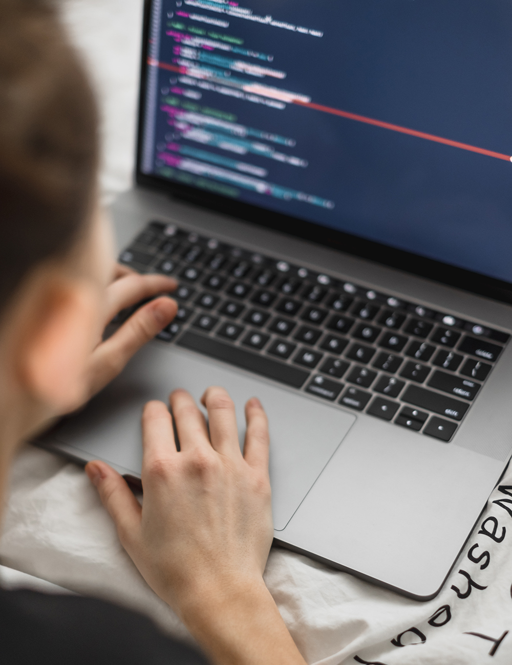 Woman coding a website